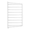 Silver wire rack with horizontal bars in a sleek, minimalist design. Ideal for modern storage solutions.