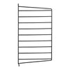 Black metal rack featuring sleek, minimalist design with horizontal bars for efficient organization.