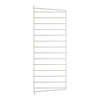 Gray metal wire shelving unit with horizontal bars, featuring a sleek and minimal design. Ideal for storage solutions.