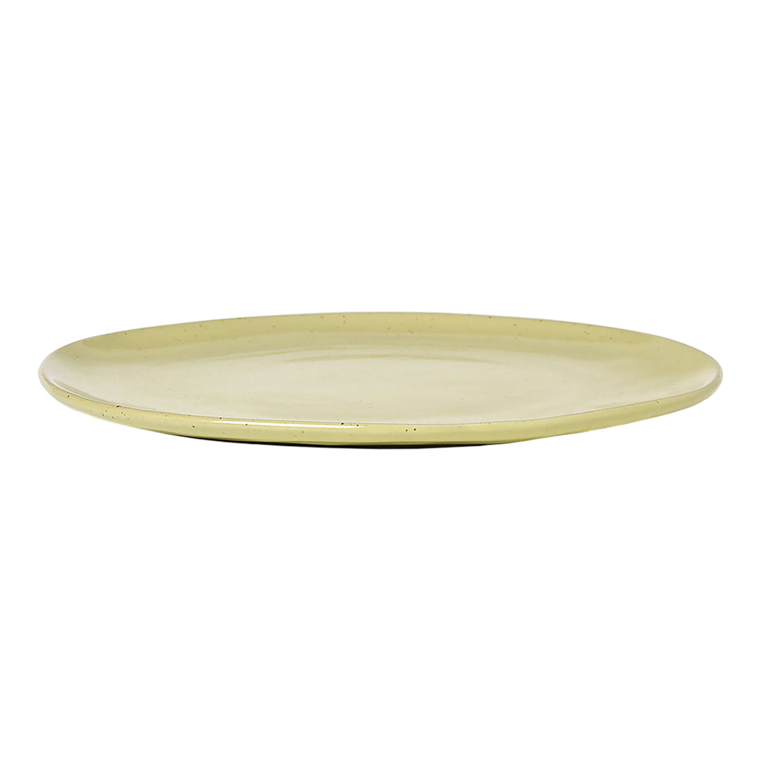 Light green ceramic plate with a smooth, glossy finish and subtle, rounded edges. Perfect for dining and decor.