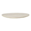 Cream-colored ceramic plate with a smooth, matte finish and subtle textured edges. Perfect for elegant dining.