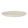 Cream oval serving plate with subtle speckles and a smooth, minimalist design. Perfect for elegant dining.