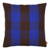 Blue and brown plaid pattern pillow, featuring a vibrant checkered design. Perfect for home decor.