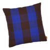 Blue and brown plaid patterned throw pillow with a modern design, perfect for stylish home decor.