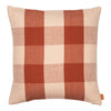Rustic terracotta and cream checkered pattern pillow, perfect for cozy home decor accents.
