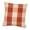 Rust plaid throw pillow in warm terracotta and soft beige, featuring a stylish checkered pattern. Ideal for home decor.