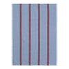 Blue striped kitchen towel with burgundy lines, adding a stylish touch to your kitchen decor.