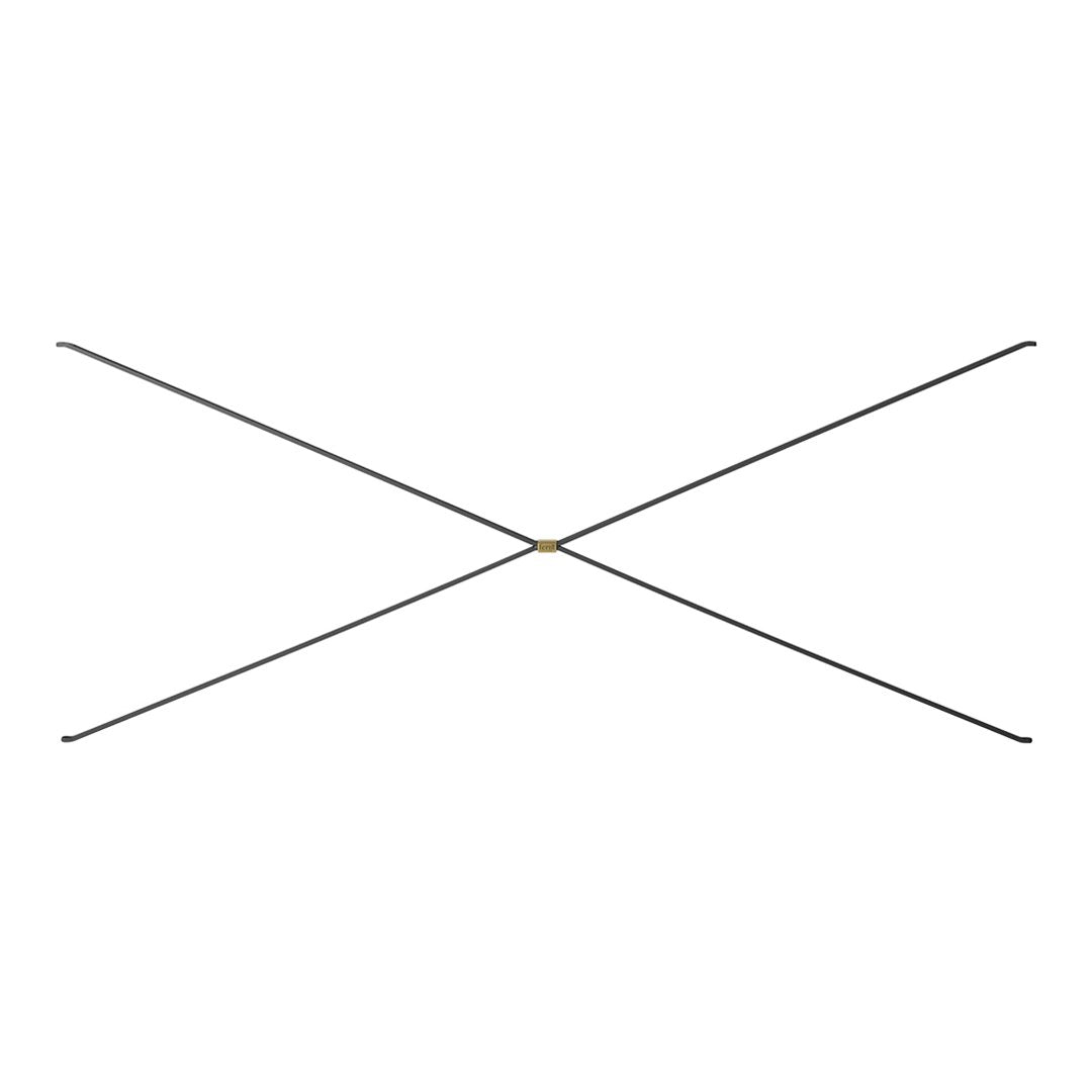 Black cross design with a central gold accent, showcasing sleek lines and a minimalistic style.