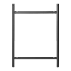 Black metal frame with a sleek, minimalist design, featuring clean lines and an open structure. Ideal for modern decor.