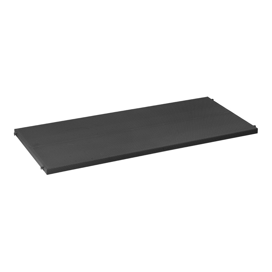 Black rectangular shelf with a smooth, matte finish, perfect for modern decor and versatile storage solutions.