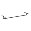 Black metal wall shelf with a minimalist design, featuring clean lines and a sleek, industrial style.