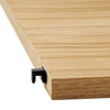Light oak wood shelf with natural grain pattern and sleek black connector detail. Perfect for modern decor.